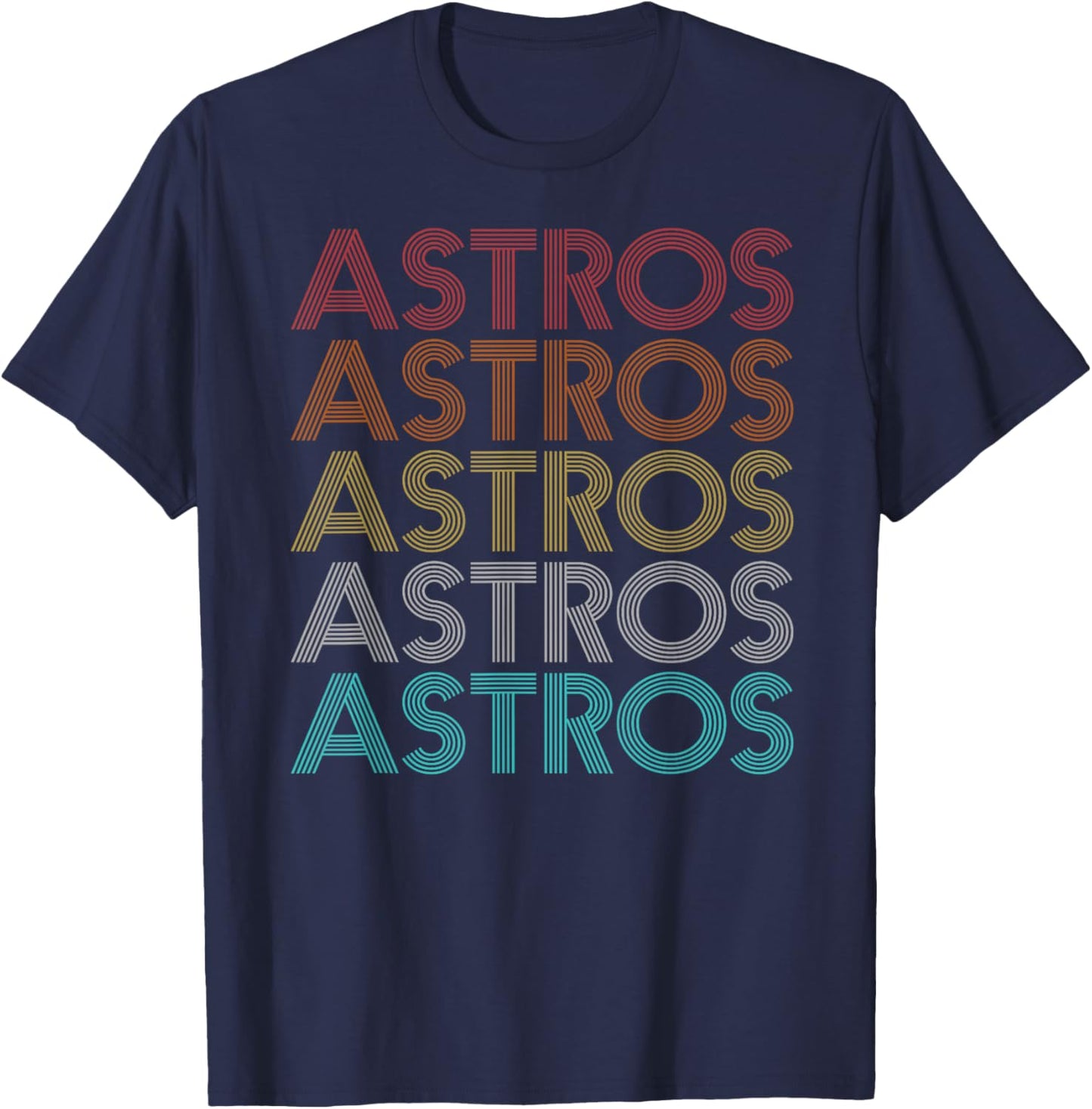 Astros Vintage Retro Clothing Men's Retro Vintage Astros Black Short Sleeve Classic Fit Small T-Shirt - T-Shirt | Navy