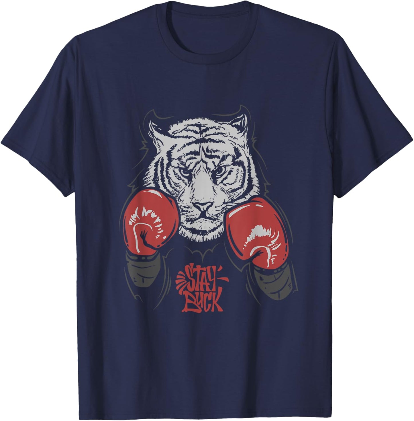 Stay Buck - Tiger Boxer - Boxing Gloves T-Shirt - T-Shirt | Navy