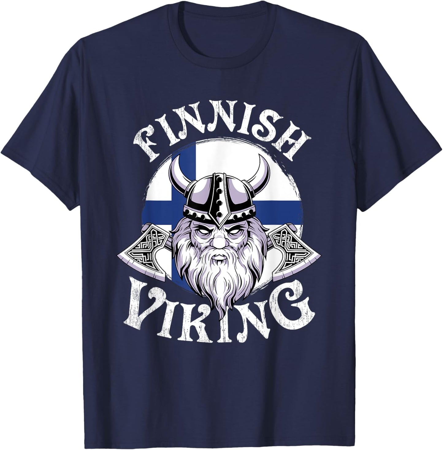 Finnish Viking Funny Finland Flag Norse Vikings Lover Outfit T-Shirt - T-Shirt | Navy