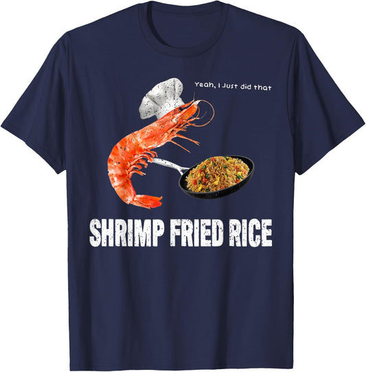 Vintage A Shrimp Fried This Rice Funny Who Love Shrimps T-Shirt - T-Shirt | Navy