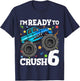 Kids Monster Truck Shark 6th Birthday Boy 6 Six Year Old T-Shirt - T-Shirt | Navy