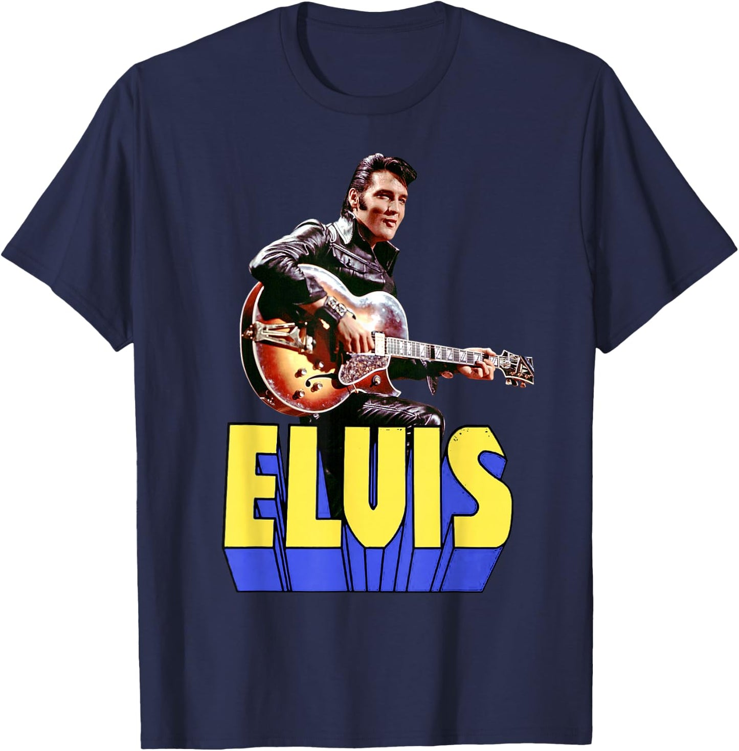 Elvis Presley Official Guitar Portrait Small T-Shirt - T-Shirt | Navy