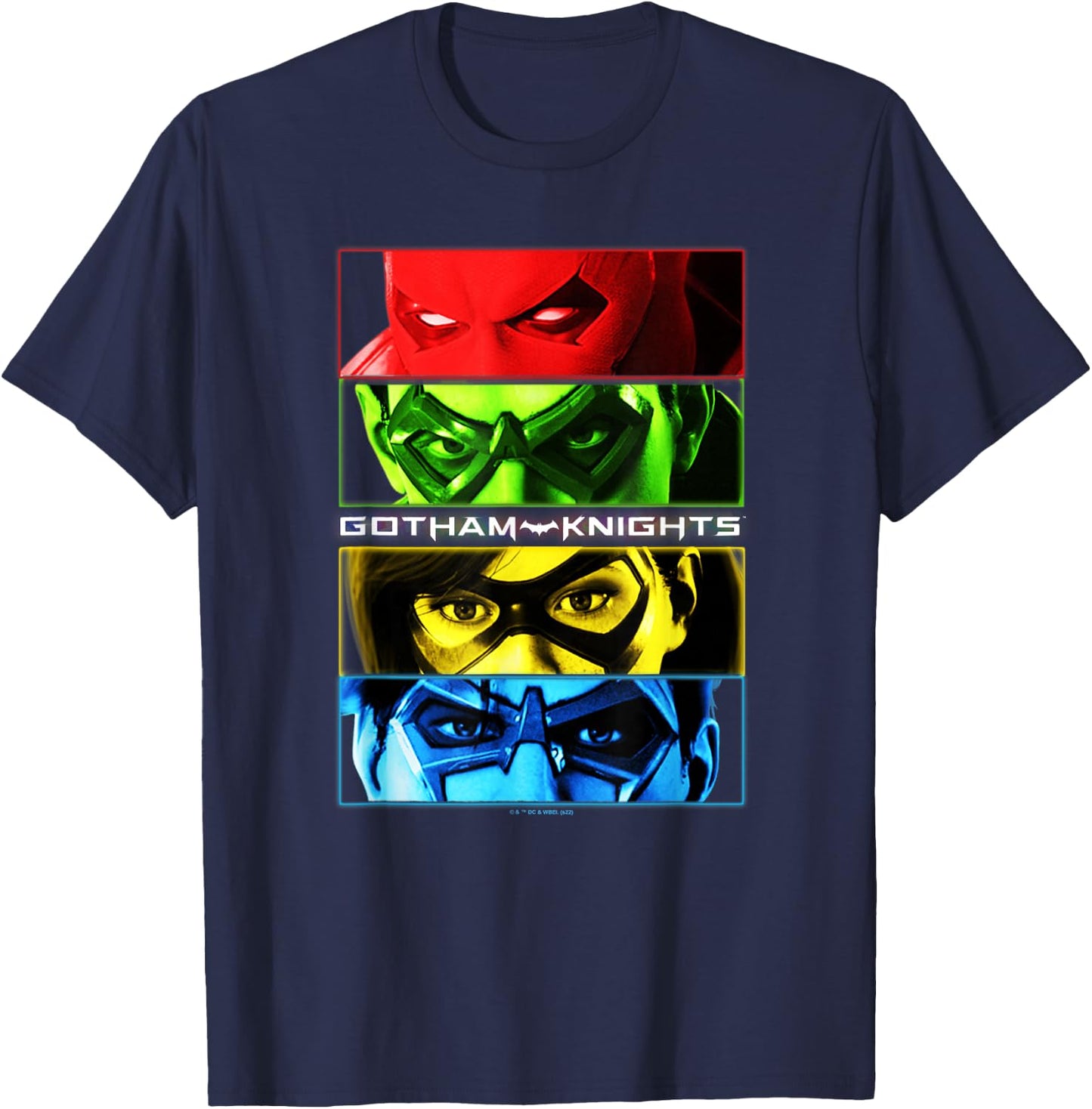 Gotham Knights Character Mask Panels T-Shirt - T-Shirt | Navy