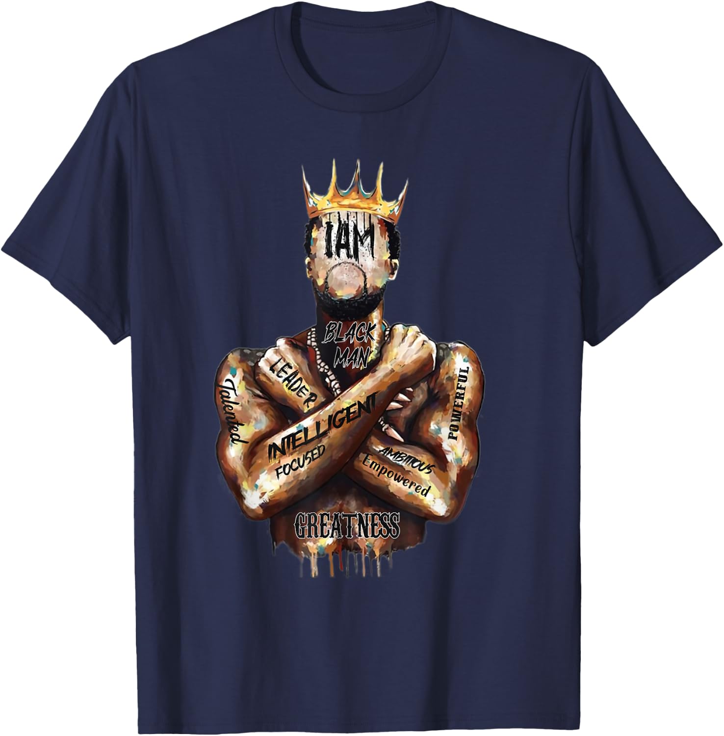 I Am Black Man King Powerful Dad Afro Melanin T-Shirt - T-Shirt | Navy