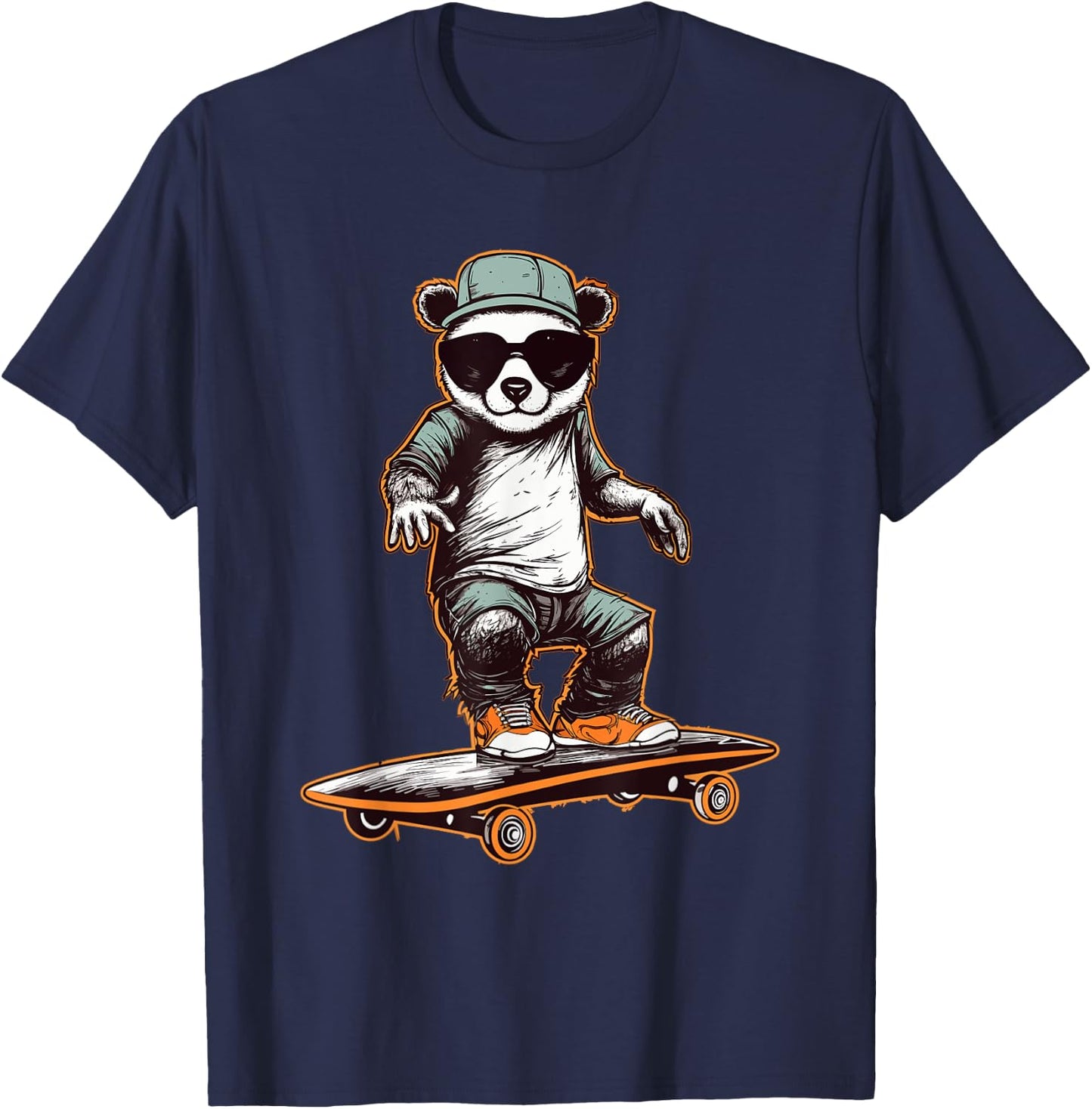 Skateboarding Panda Skater Skateboarder Women T-Shirt - T-Shirt | Navy