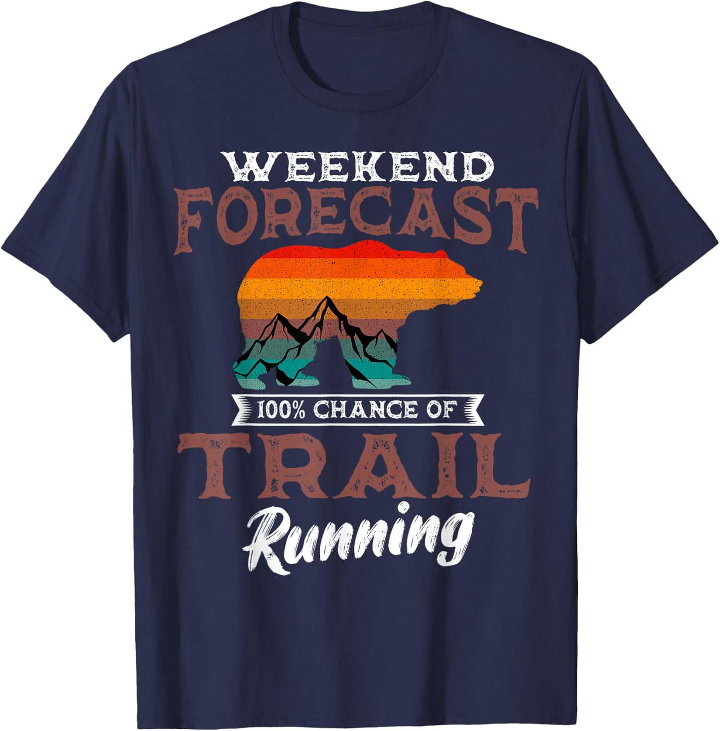 Trail Running Retro Vintage Weekend Forecast Runner Sport T-Shirt - T-Shirt | Navy