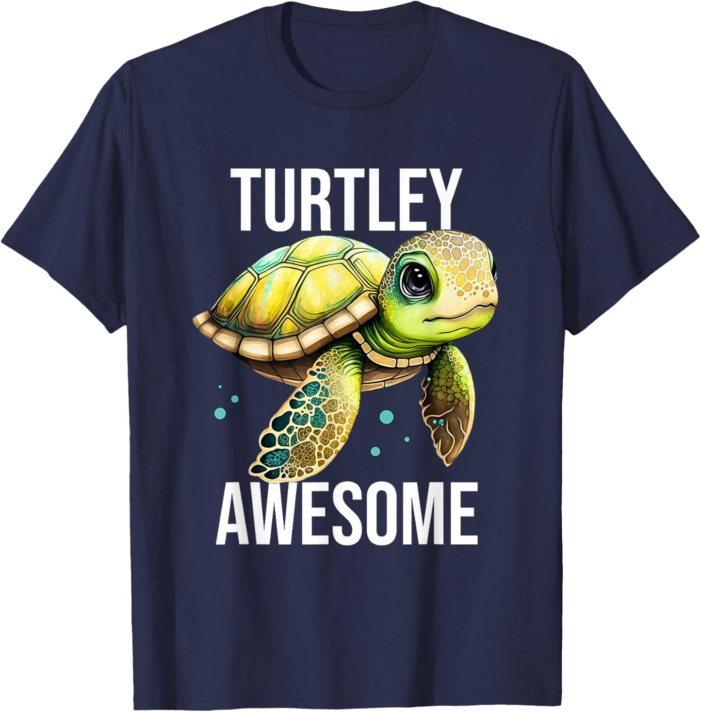 Turtley Awesome Cute Sea Turtle T-Shirt - T-Shirt | Navy