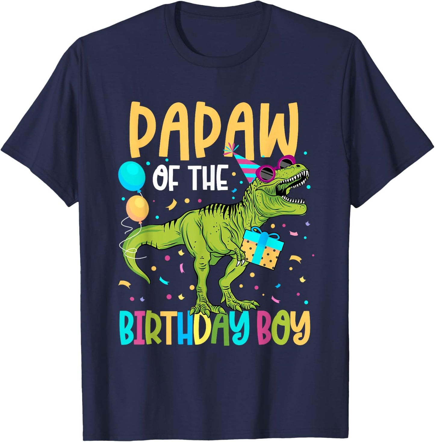 Papaw Of The Birthday Boy Family Matching Dinosaur Squad T-Shirt - T-Shirt | Navy