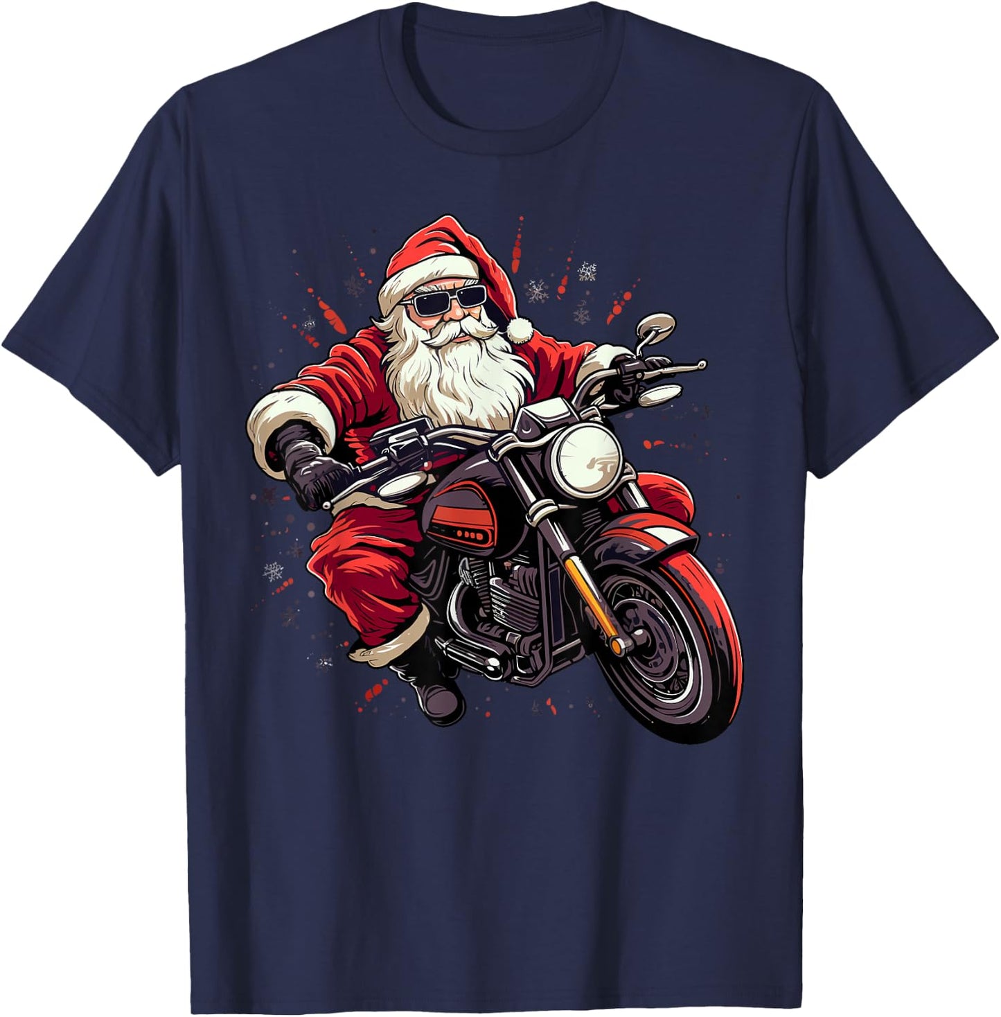 Motorcycle Santa Christmas Rider Xmas T-Shirt - T-Shirt | Navy