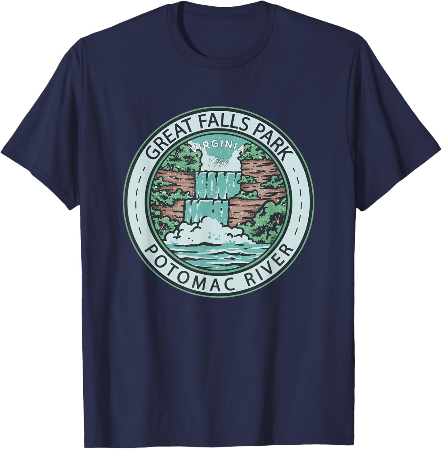 Great Falls Park Virginia Badge Vintage T-Shirt - T-Shirt | Navy