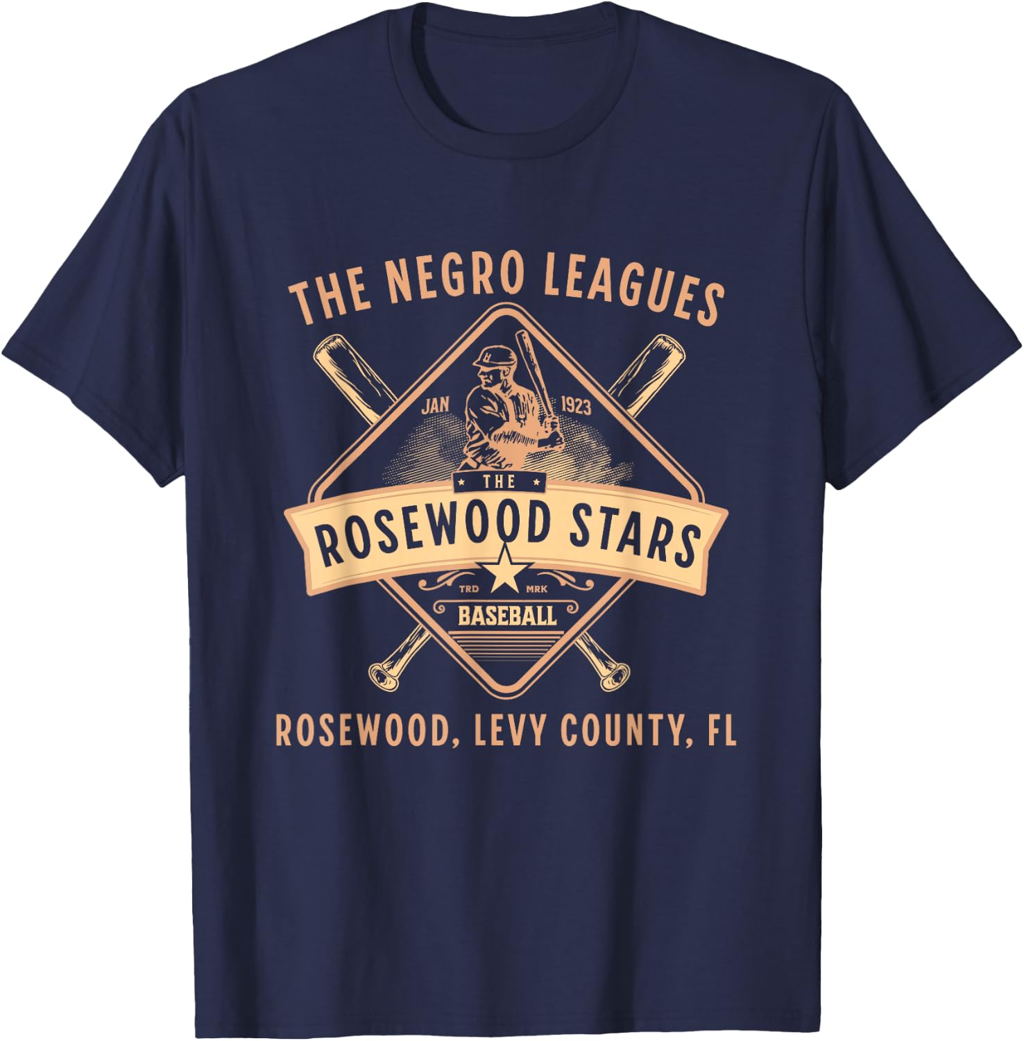 Negro League 1923 Rosewood Stars Baseball Legacy T-Shirt - T-Shirt | Navy