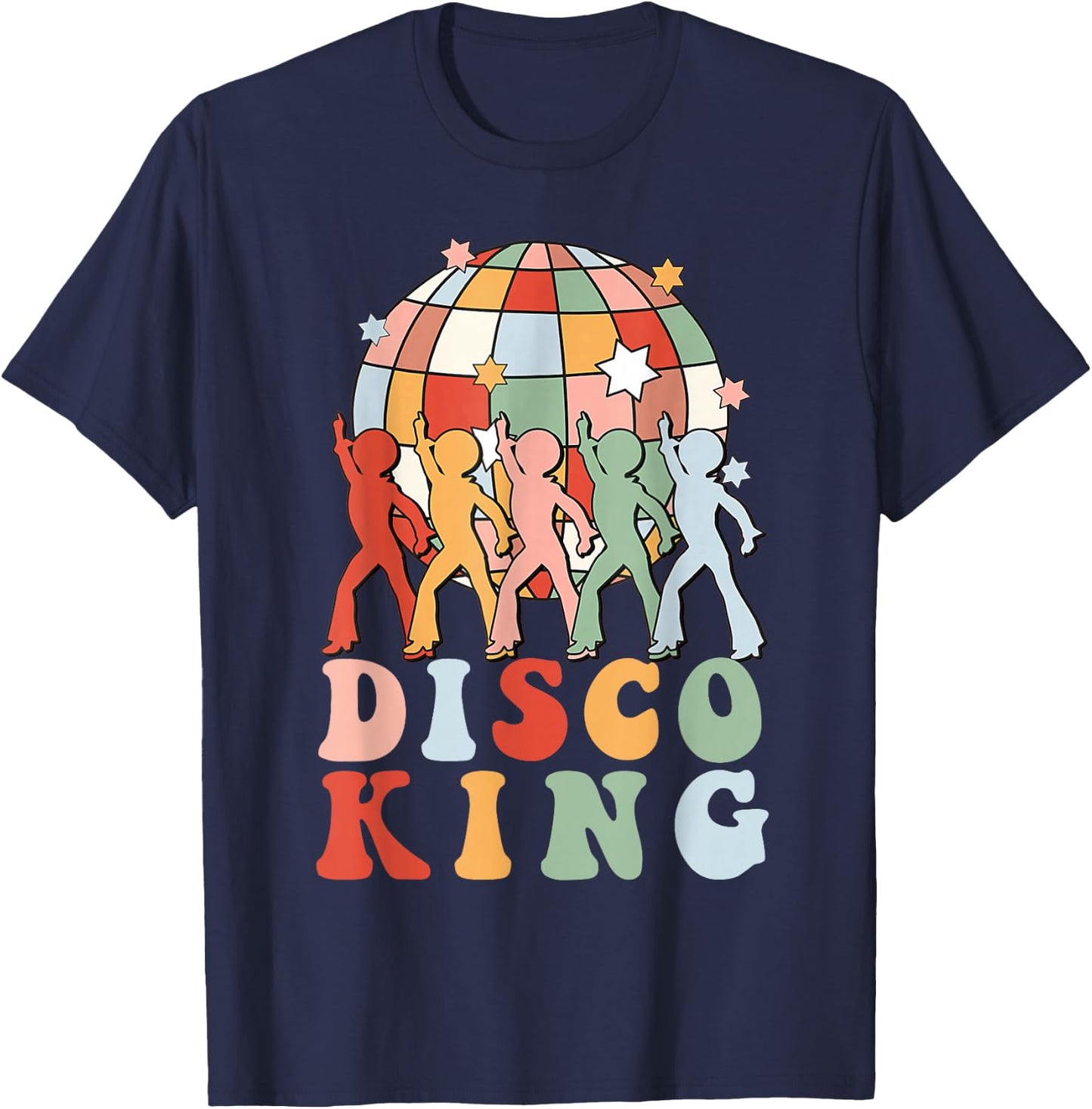 Disco King Funky Vintage 70s 80s For Dance Party Gifts T-Shirt - T-Shirt | Navy