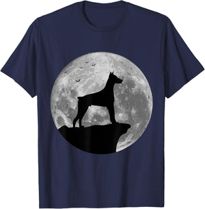 Doberman Silhouette In The Moon Halloween Costume T-Shirt - T-Shirt | Navy