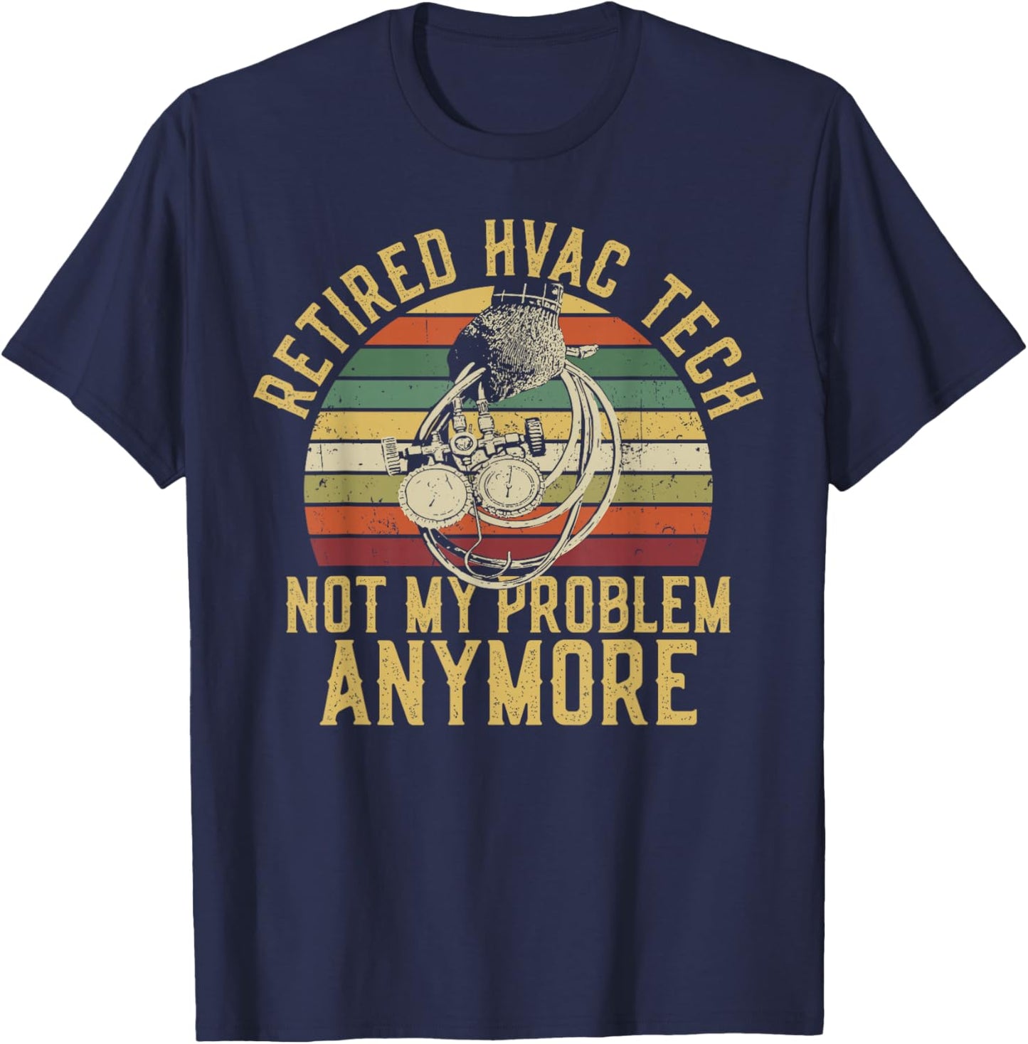 HVAC Technician Tech Retired Vintage Retro Retired Hvac Tech T-Shirt - T-Shirt | Navy