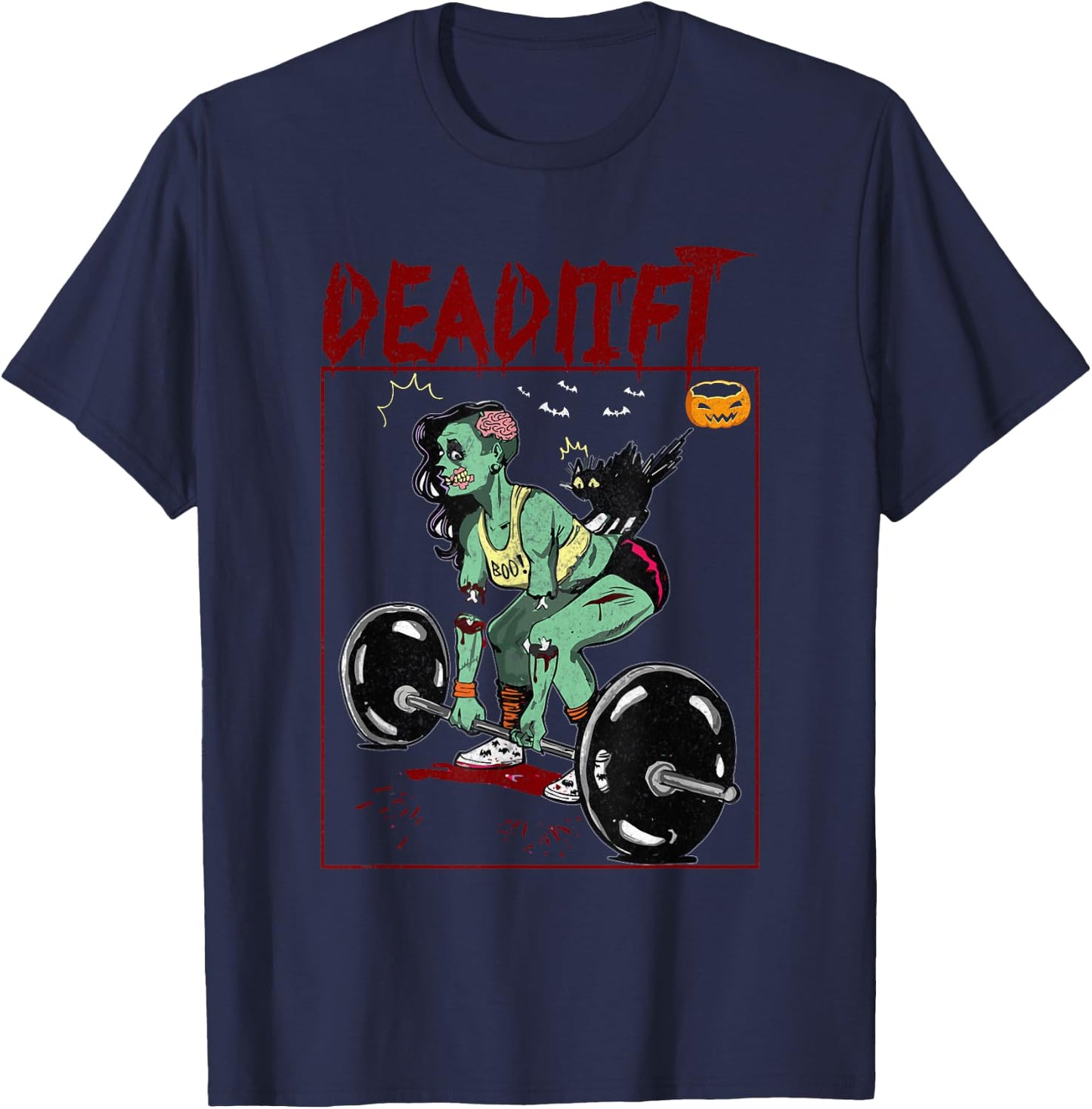 Deadlift Funny Halloween Costume Workout Exercise Fitness T-Shirt - T-Shirt | Navy