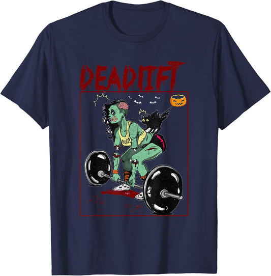 Deadlift Funny Halloween Costume Workout Exercise Fitness T-Shirt - T-Shirt | Navy