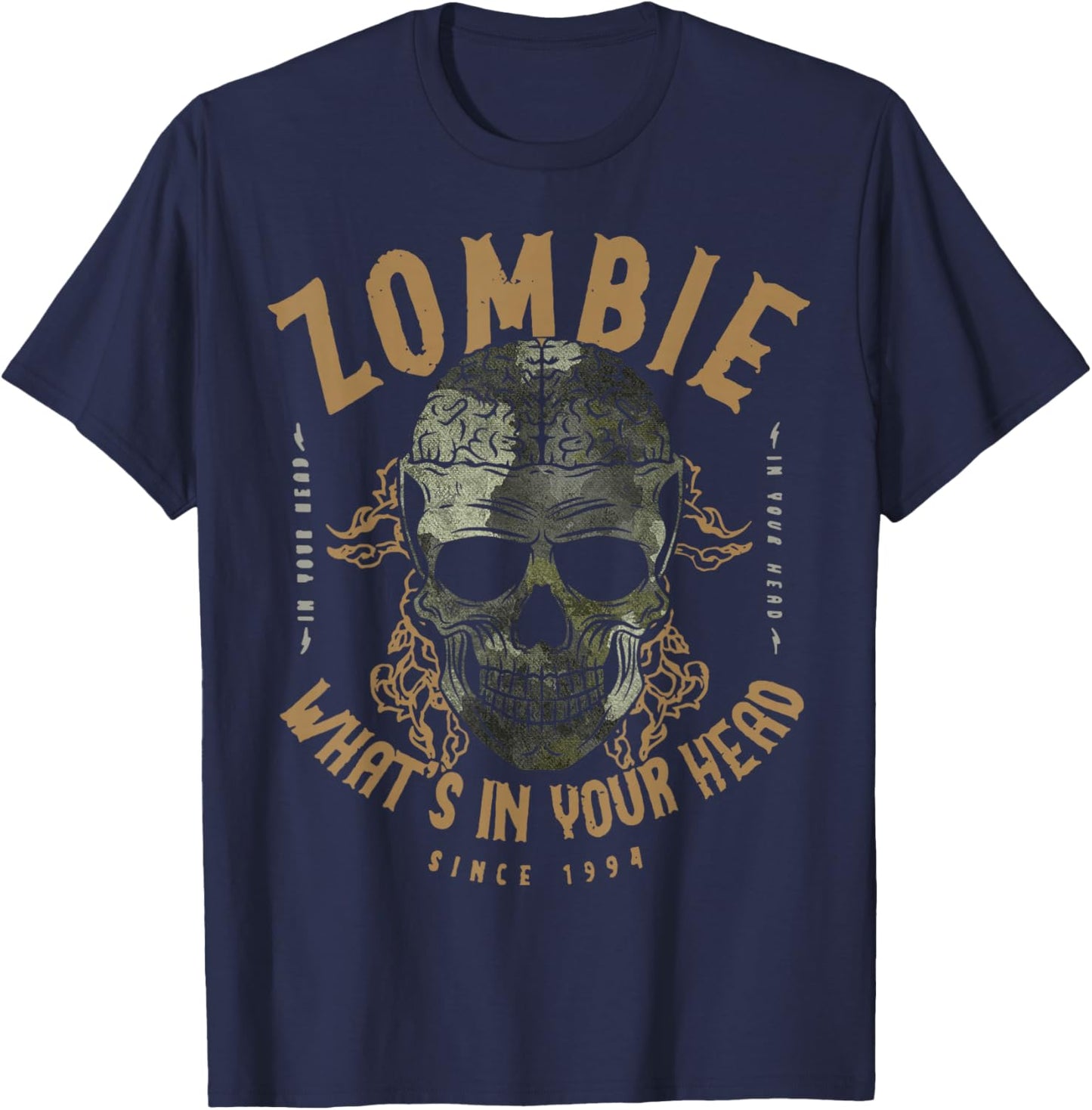 Zombie What's in Your Head Since 1994 Quote Saying T-Shirt - T-Shirt | Navy