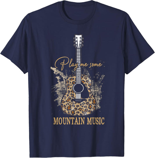 Play Me Some Mountain Music Classic Funny Guitar T-Shirt - T-Shirt | Navy