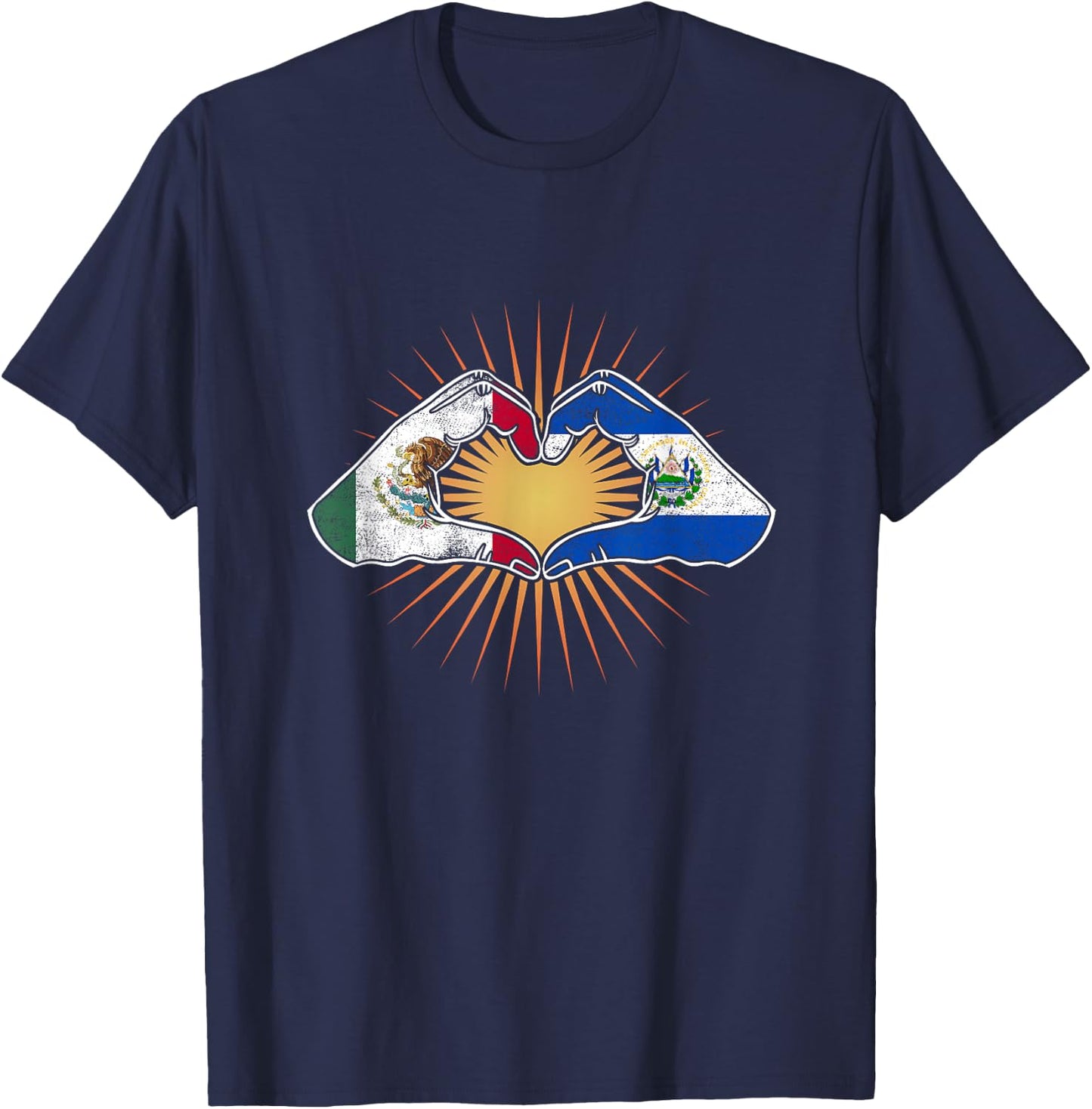 Heart Hands Mexico and El Salvador T-Shirt - T-Shirt | Navy