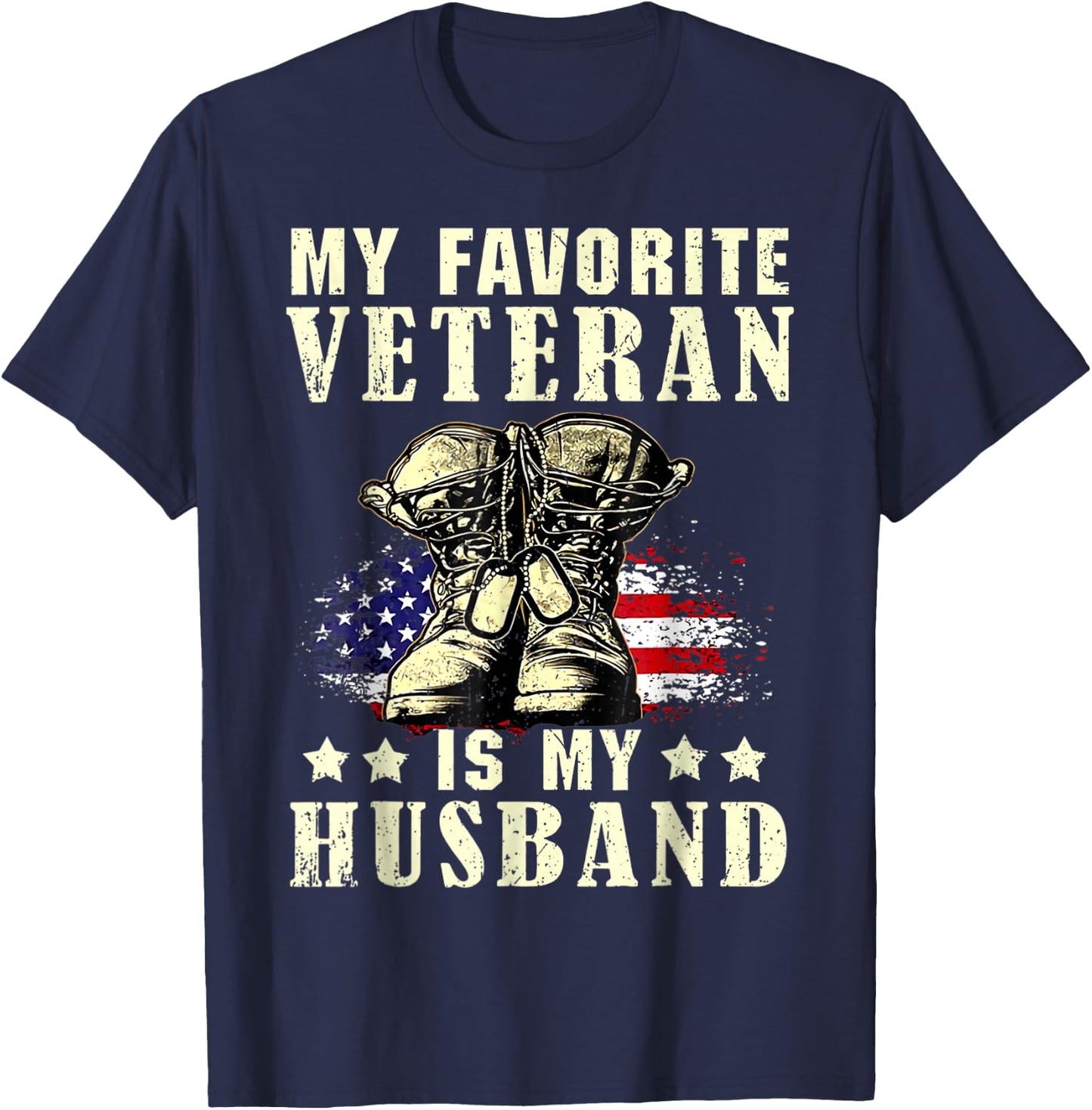 Pround My Favorite Veteran Is My Husband T-Shirt - T-Shirt | Navy