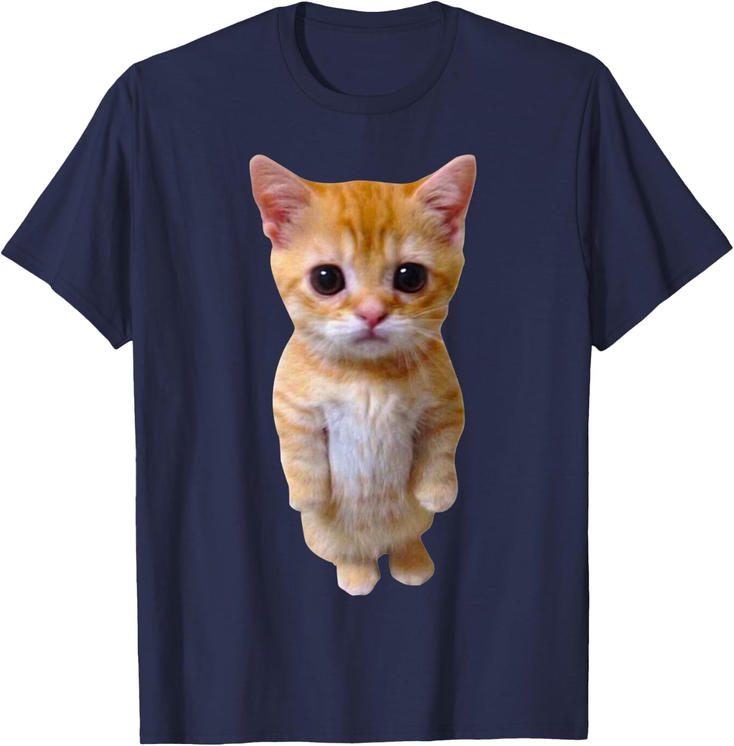 El Gato Meme Sad Crying Cat Munchkin Kitty Meme Trendy Small T-Shirt - T-Shirt | Navy