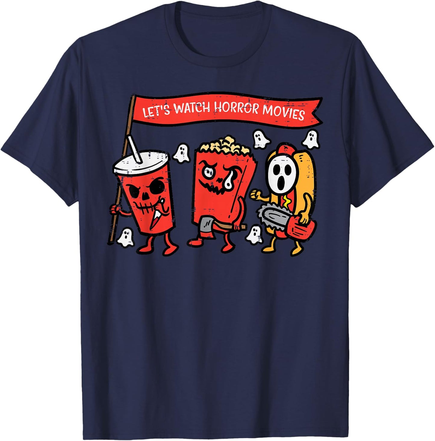 Let's Watch Horror Movies Funny Halloween Men Women Kids T-Shirt - T-Shirt | Navy