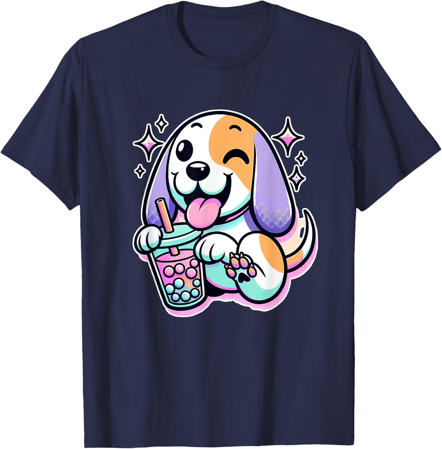 Pastel Goth Treeing Walker Coonhound Dog Bubble Tea Women Kids T-Shirt - T-Shirt | Navy