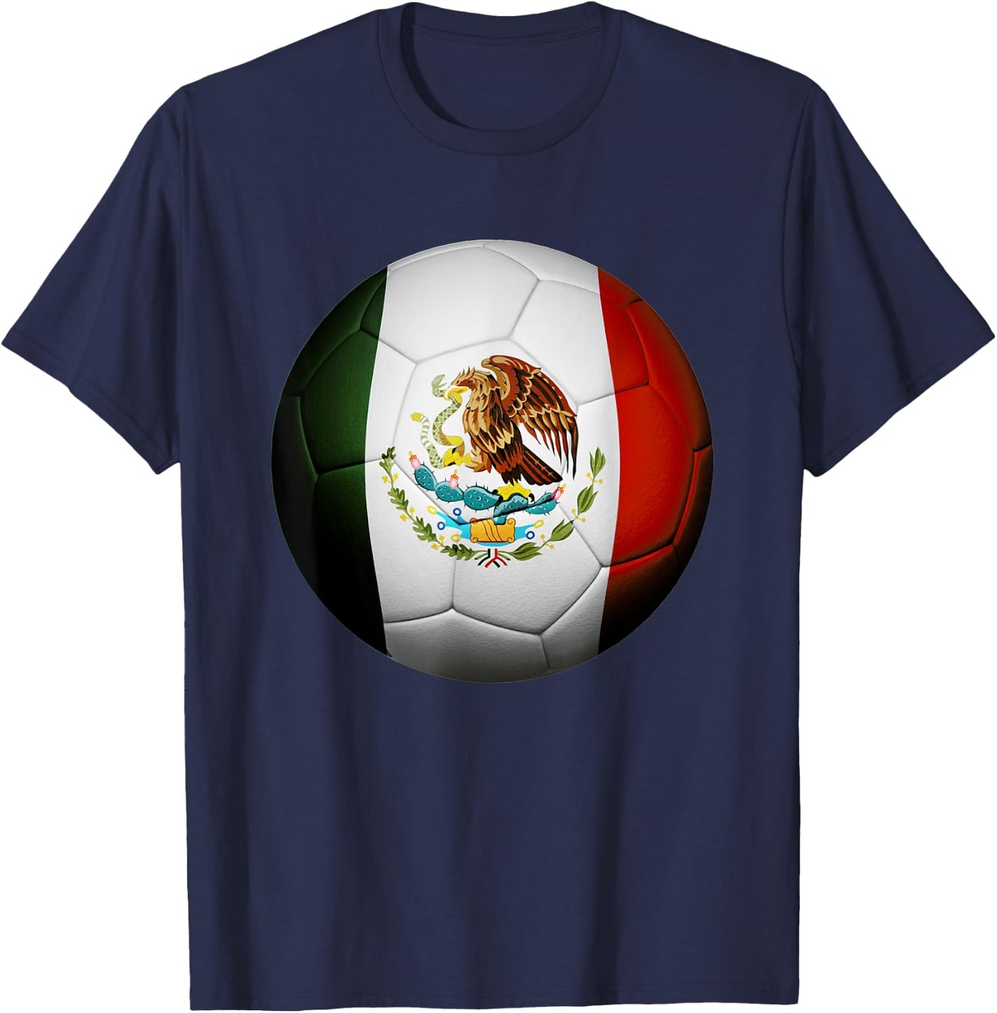 Kids Soccer Ball Mexico Flag Sports Mexico Futbol Boys Girls T-Shirt - T-Shirt | Navy