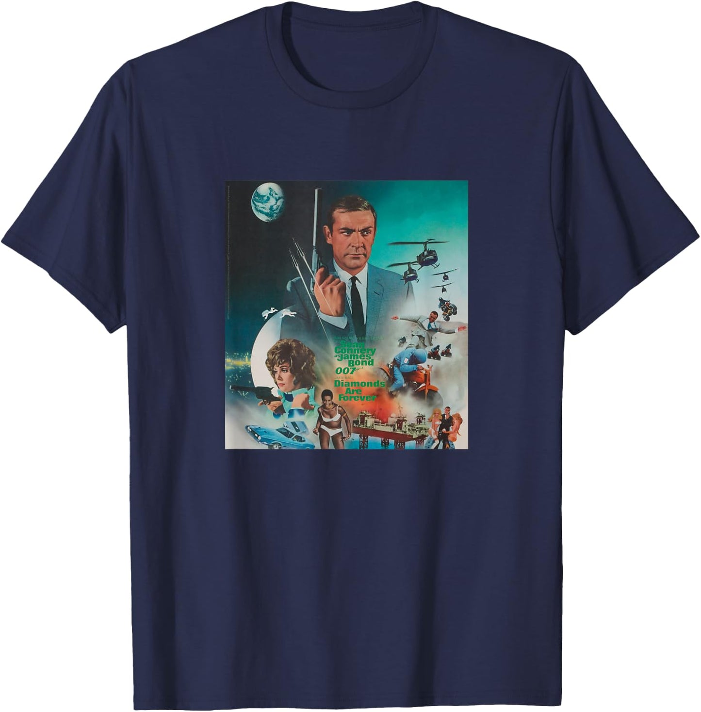 Official James Bond 007 Diamonds are Forever T-Shirt - T-Shirt | Navy