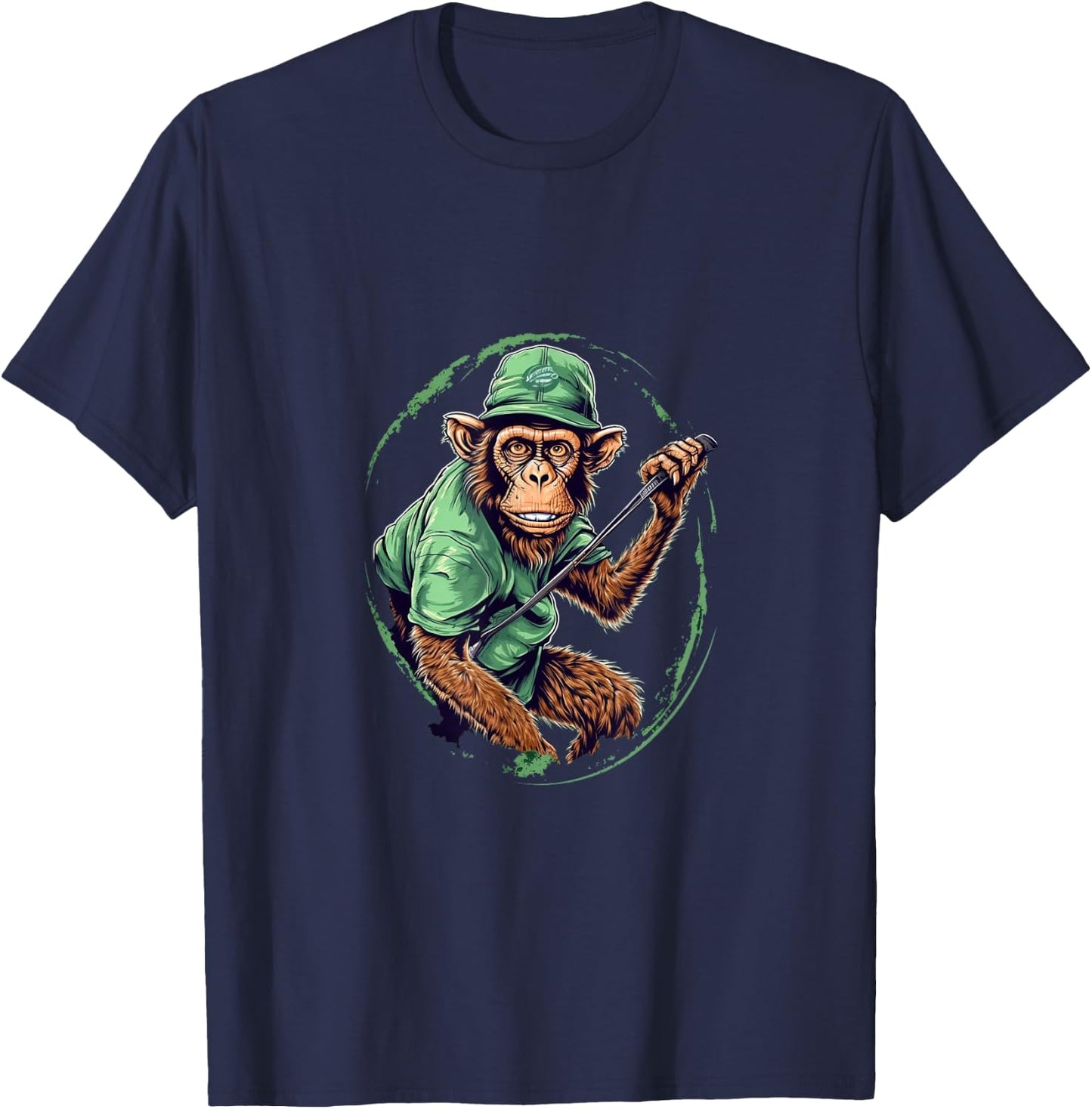 Golfer Monkey Golf Club Golf Player Golfing Ape Primate T-Shirt - T-Shirt | Navy