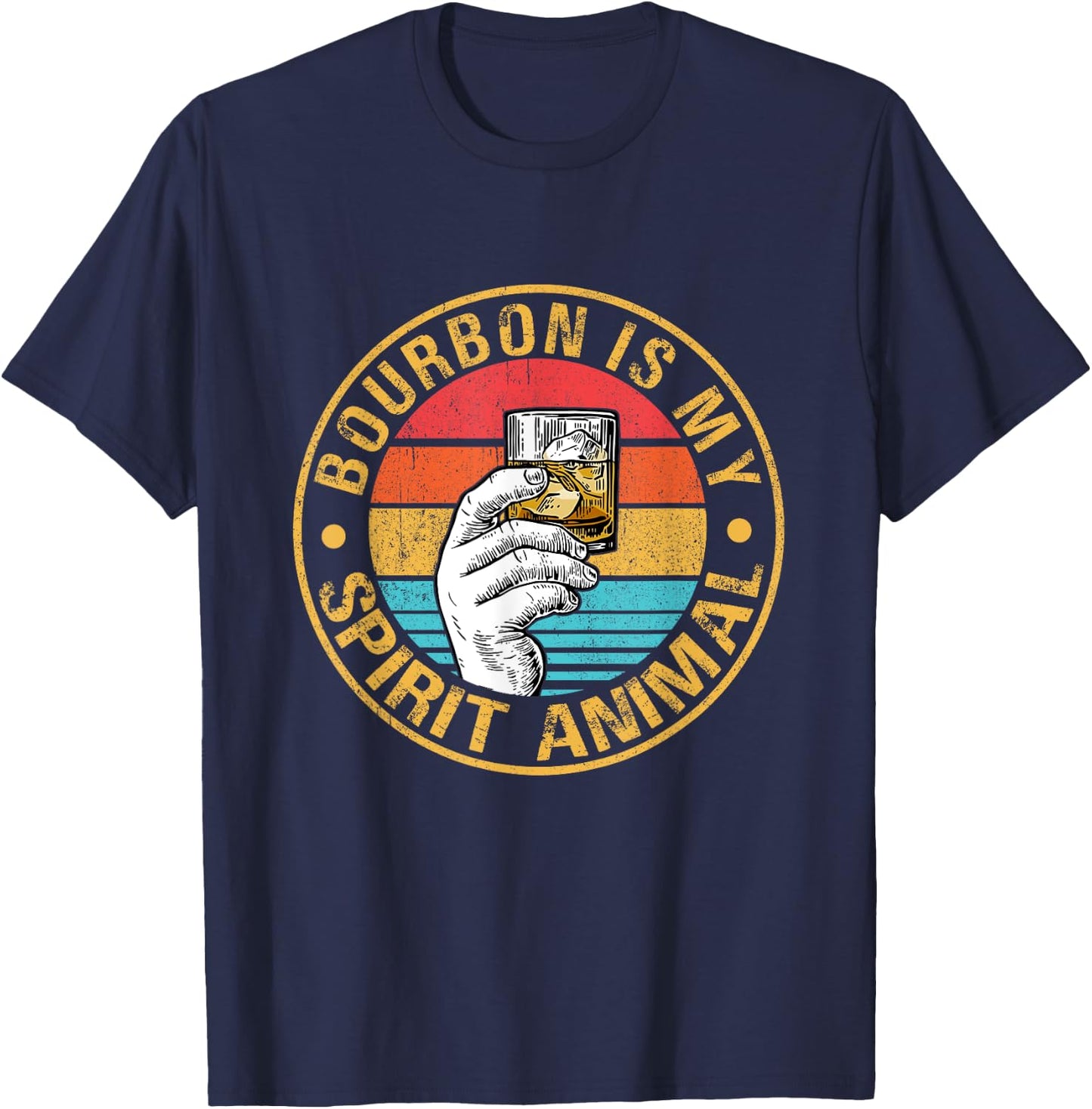 Whiskey Drinking Drinker Bourbon Is My Spirit Animal T-Shirt - T-Shirt | Navy