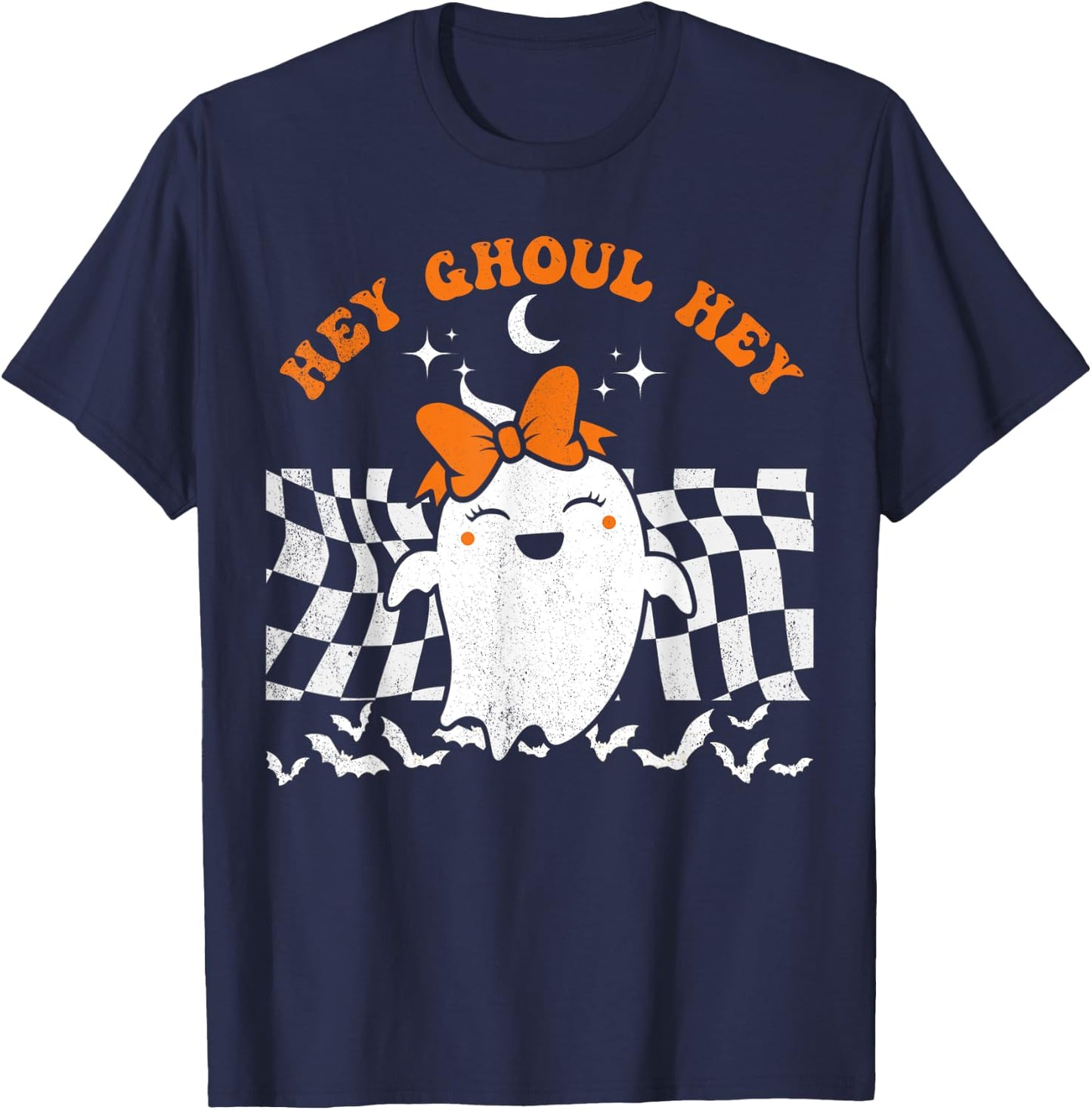 Hey Ghoul Hey Ghost Halloween Funny Pun Spooky Vintage T-Shirt - T-Shirt | Navy