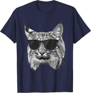 Cool Bobcat Women Bobcats Sunglasses Animal Lover T-Shirt - T-Shirt | Navy