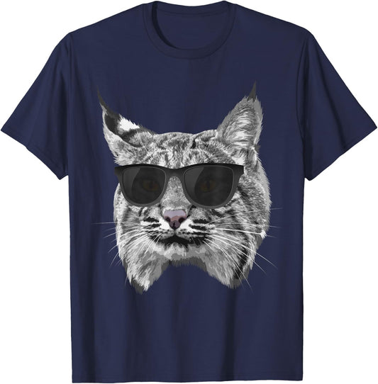 Cool Bobcat Women Bobcats Sunglasses Animal Lover T-Shirt - T-Shirt | Navy