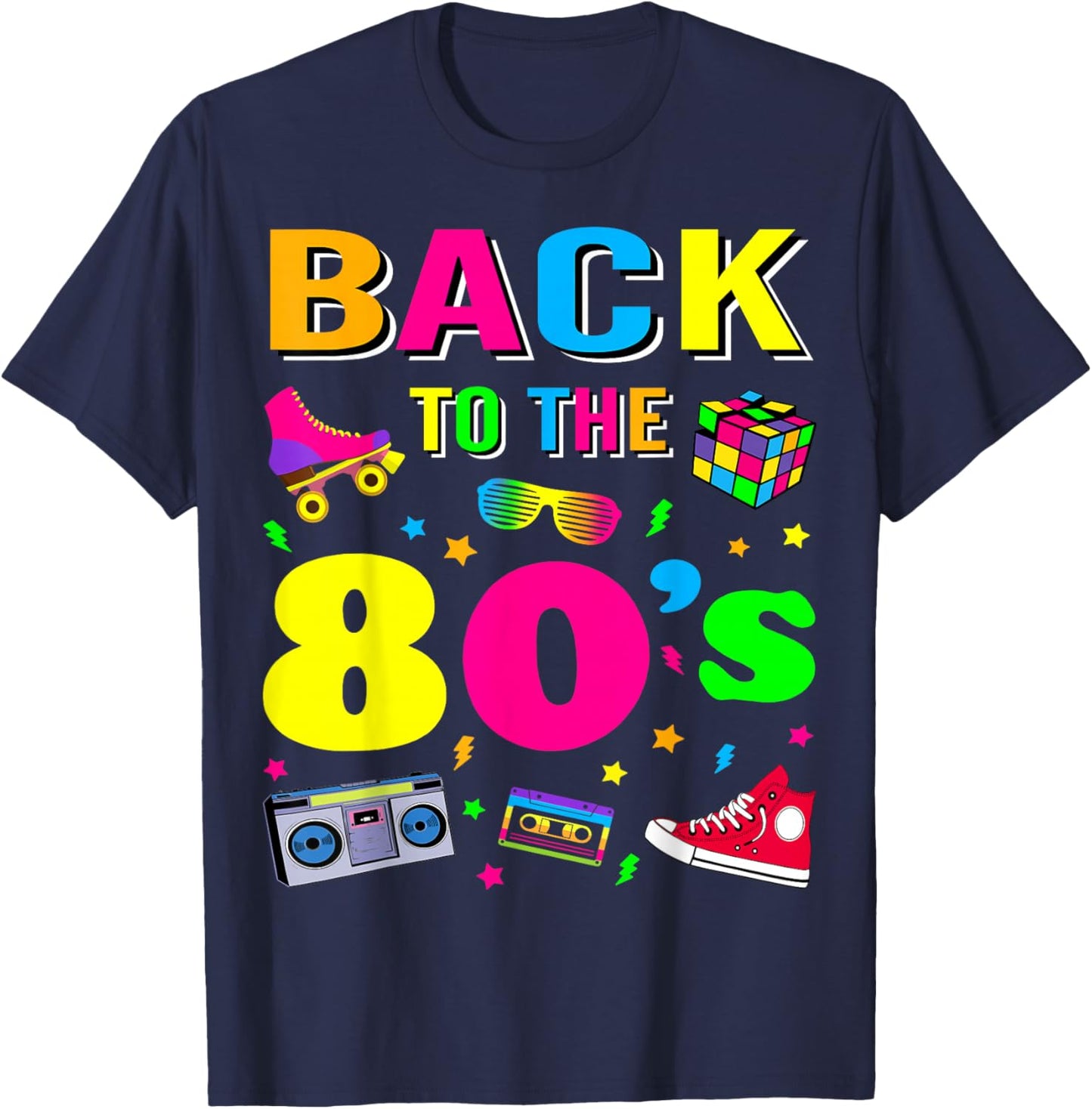 Back to 80's 1980s Vintage Retro Eighties Costume Party Gift T-Shirt - T-Shirt | Navy