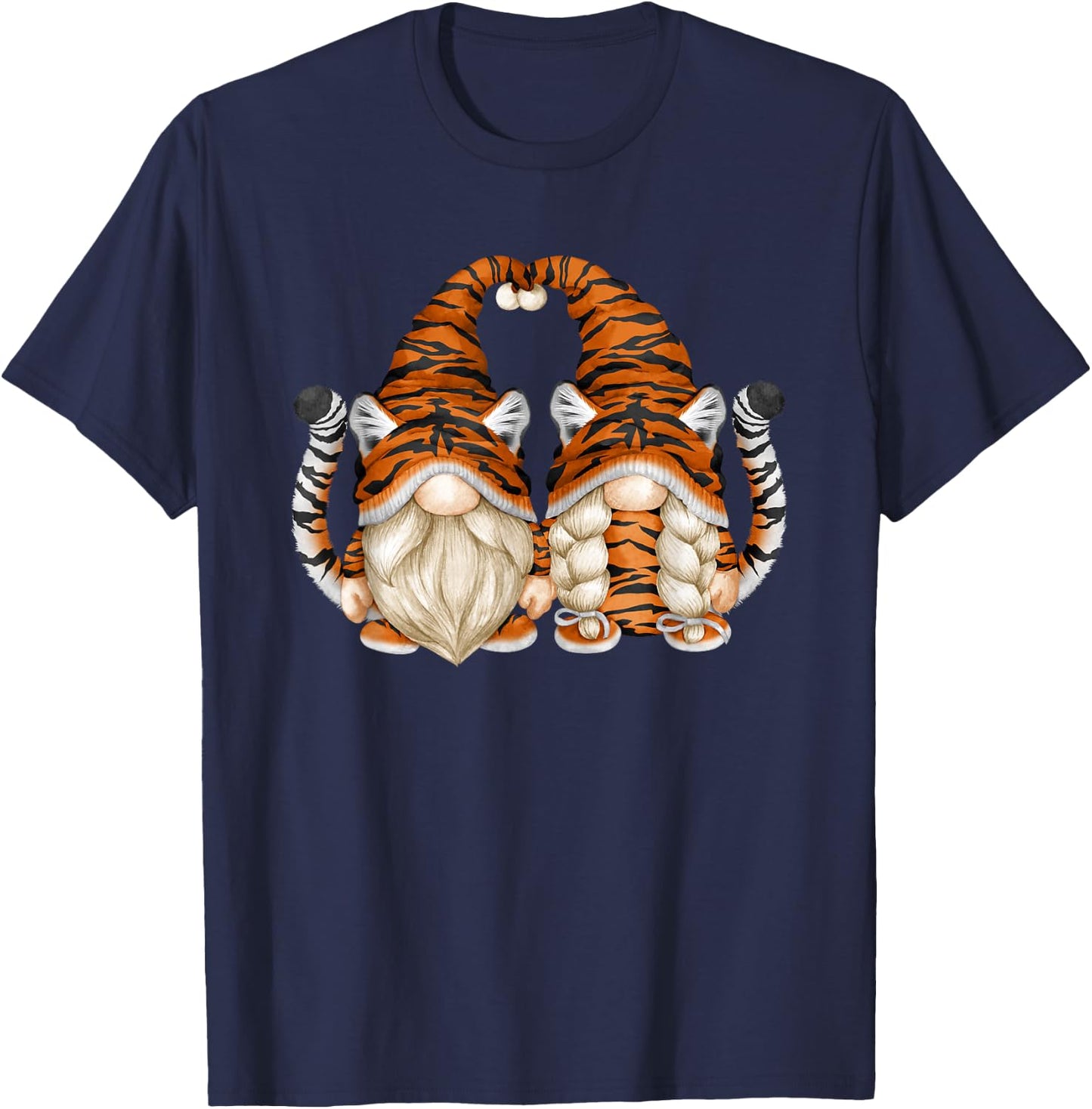 Unique Tiger Gnomes For Gardener Cute Tiger Mom And Dad T-Shirt - T-Shirt | Navy