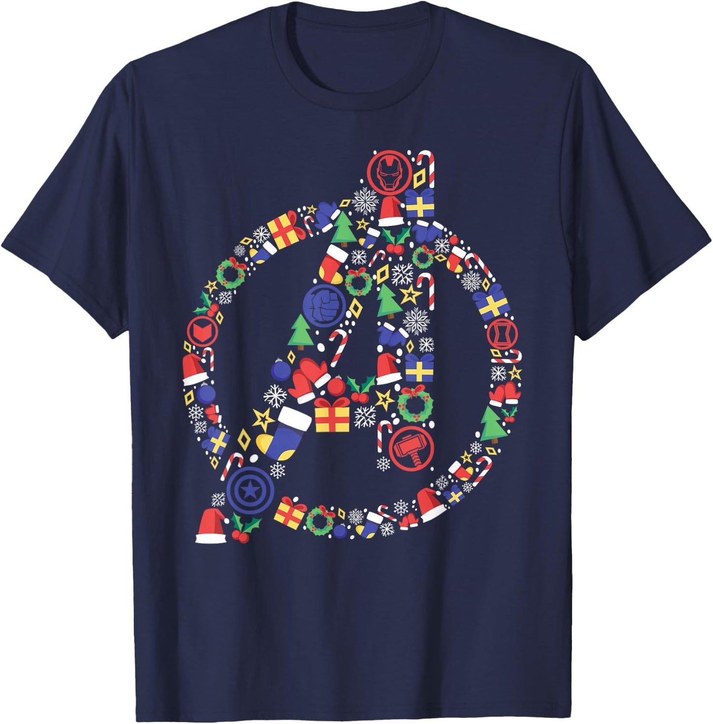 Marvel Avengers A Logo Symbol Holiday Christmas Icons T-Shirt - T-Shirt | Navy