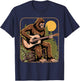 Retro Bigfoot Sasquatch Playing Acoustic Guitar Guitarist T-Shirt - T-Shirt | Navy
