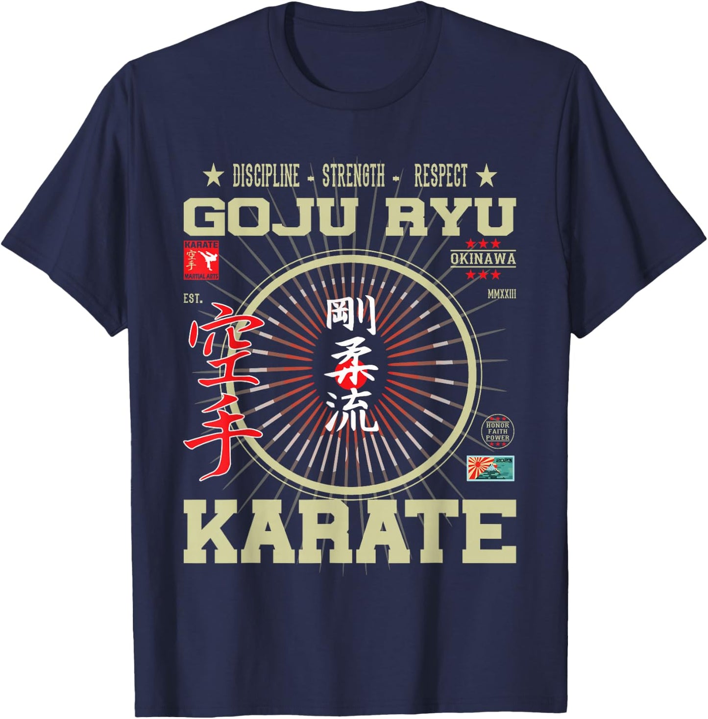 Goju Ryu Kanji Design for Karateka and Martial Arts Fans T-Shirt - T-Shirt | Navy