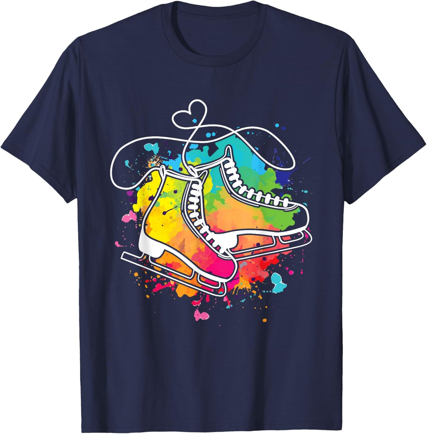 Ice Skating Shoes - Heart Figure Skater Roller Skates Winter T-Shirt - T-Shirt | Navy