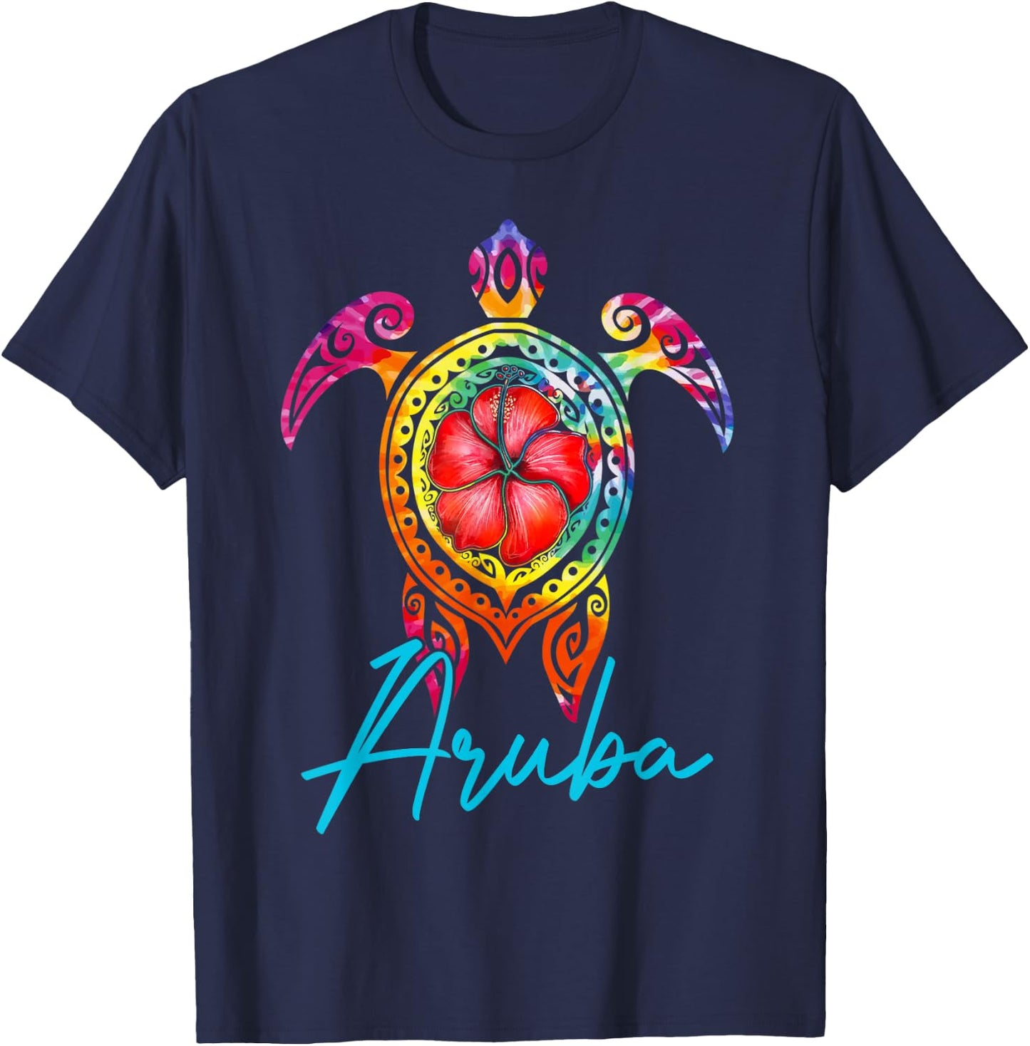 Aruba Tie Dye Sea Turtle, Aruba Family Vacation 2025 T-Shirt - T-Shirt | Navy