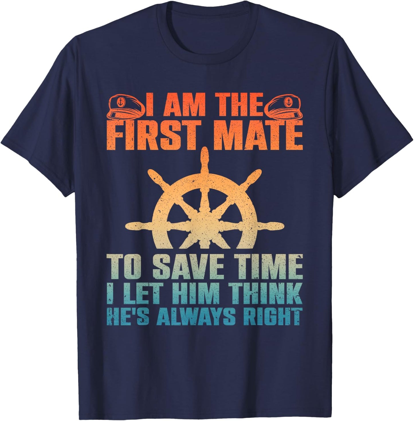 Funny First Mate Women Pontoon Boat Captain Boating T-Shirt - T-Shirt | Navy