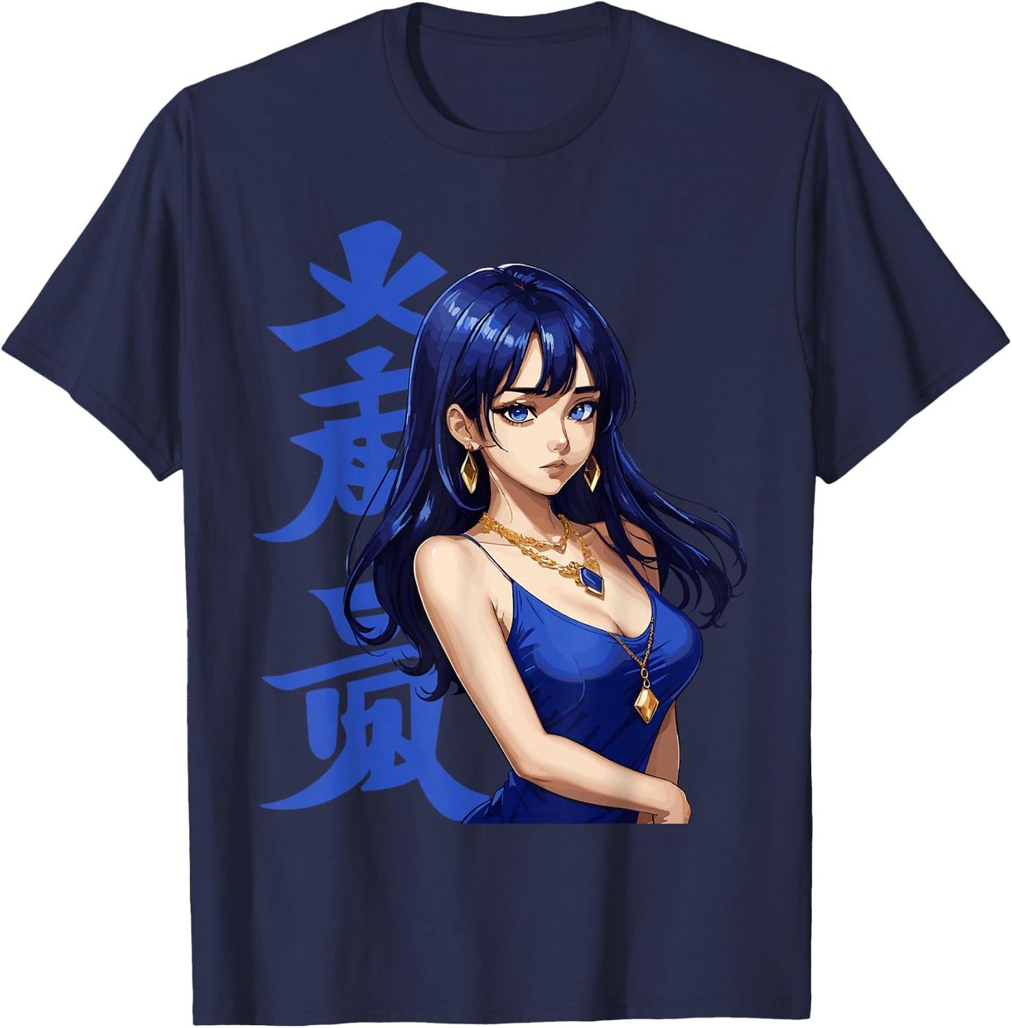 Sexy Anime Girl Waifu Japanese T-Shirt - T-Shirt | Navy