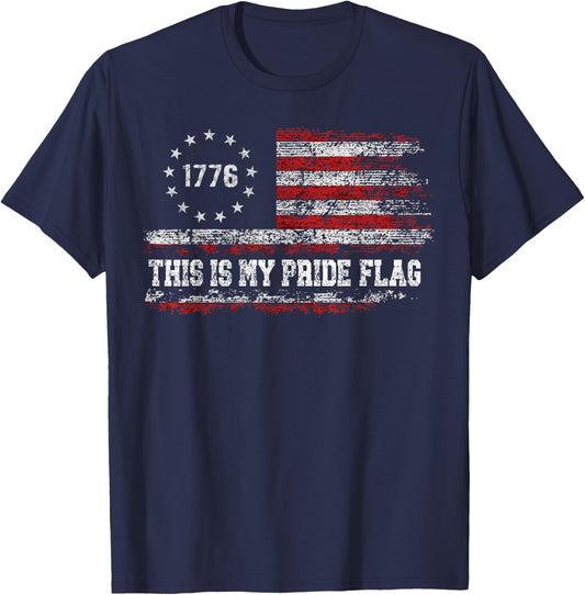 This Is My Pride Flag USA American 4th of July Independence T-Shirt - T-Shirt | Navy
