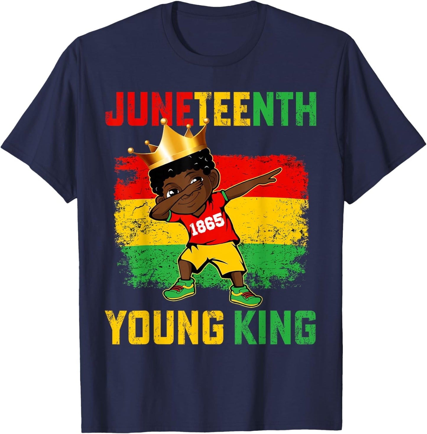 Juneteenth King Celebrating 1865 Black Boys Kids Toddler T-Shirt - T-Shirt | Navy