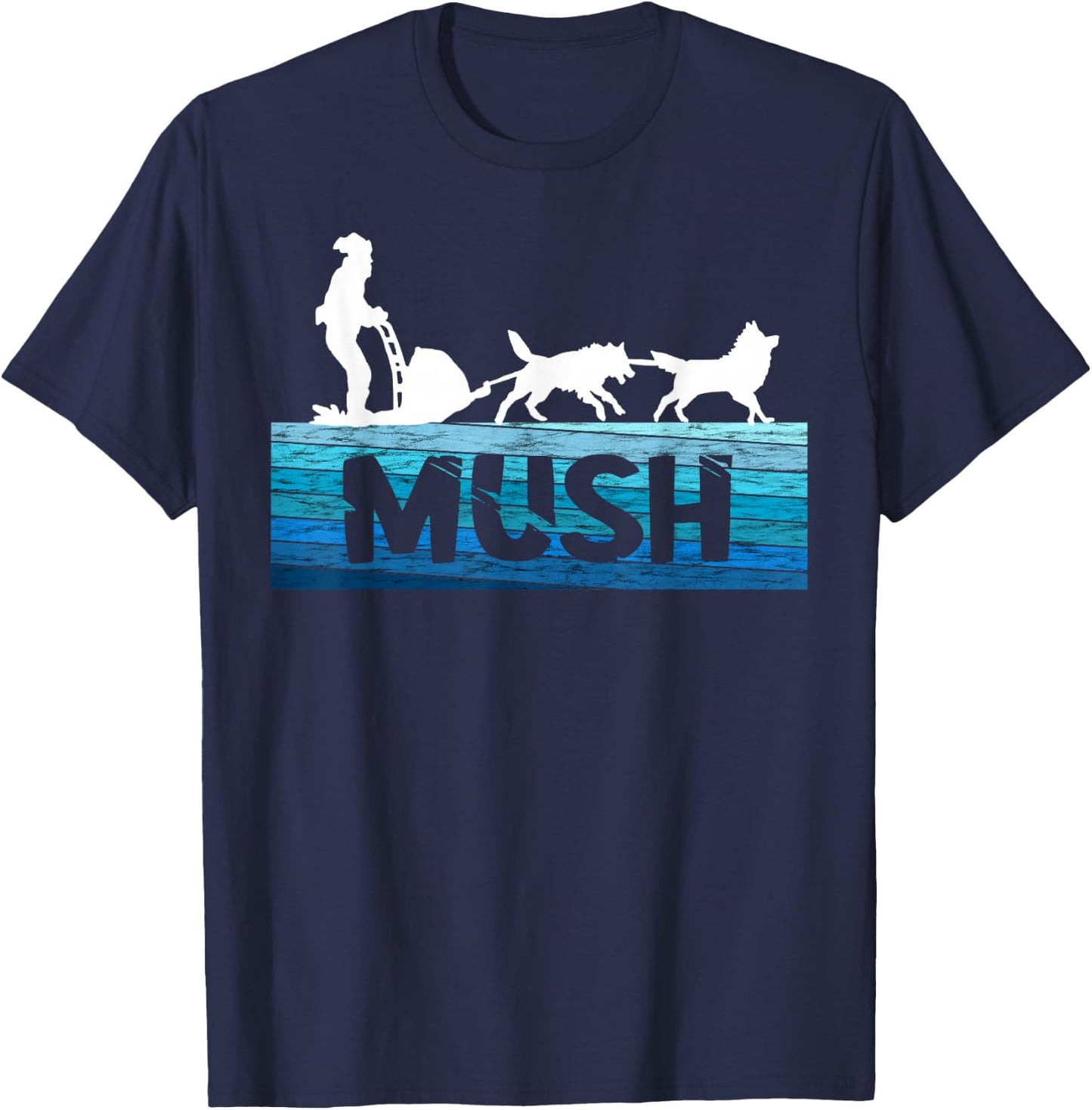 Sled Dog Snow Sleding Vintage Mush Alaska Winter Sport T-Shirt - T-Shirt | Navy