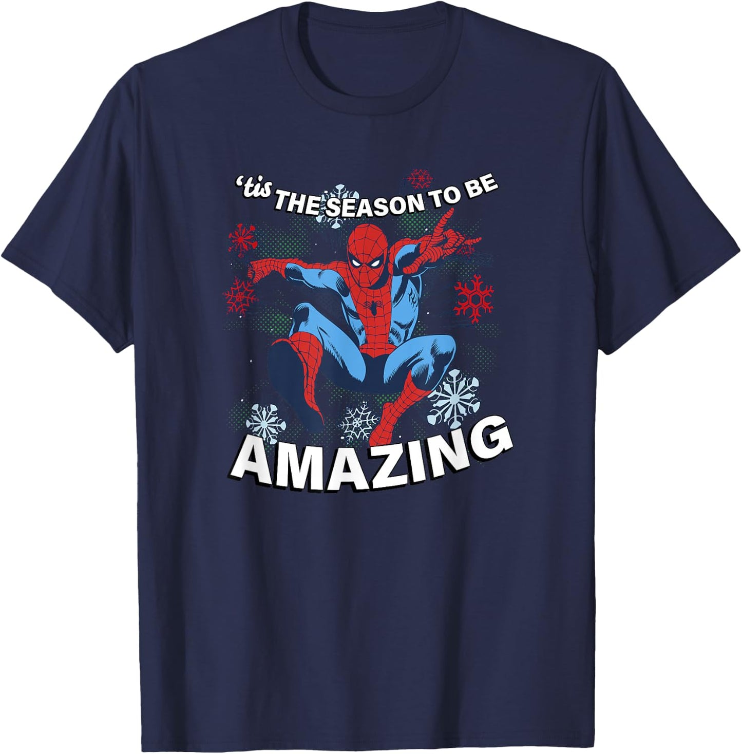 Marvel Christmas Spider-Man 'Tis The Season To Be Amazing T-Shirt - T-Shirt | Navy