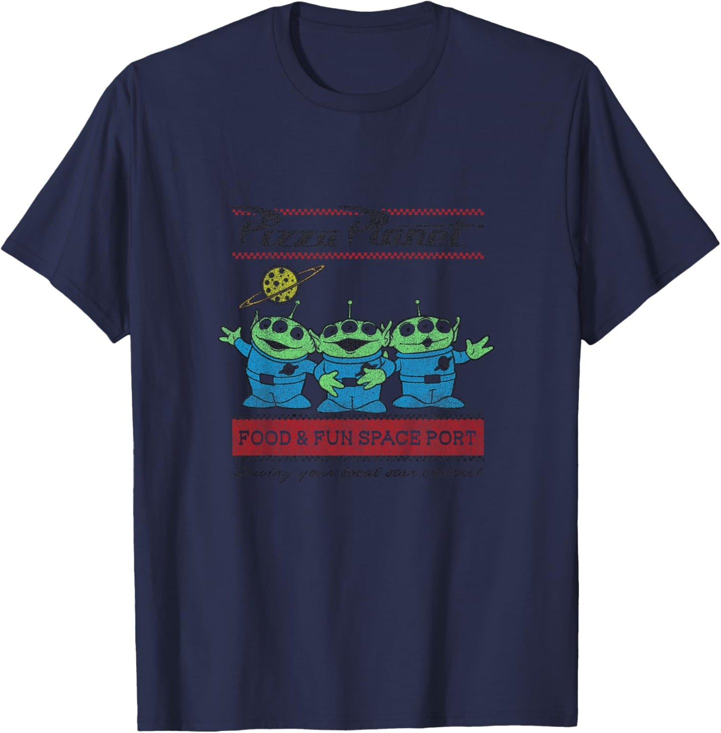 Kids Disney Pixar Toy Story Pizza Planet Aliens Vintage Youth T-Shirt - T-Shirt | Navy