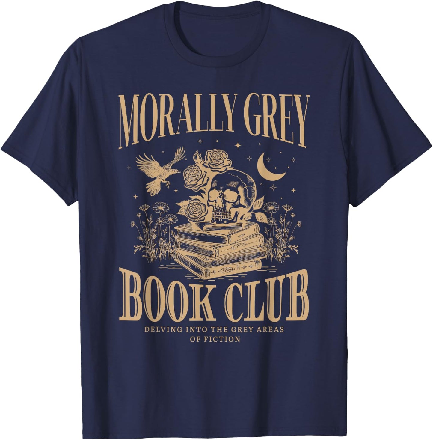 Morally Grey Book Club Skeleton Funny Books Lover Bookworm T-Shirt - T-Shirt | Navy