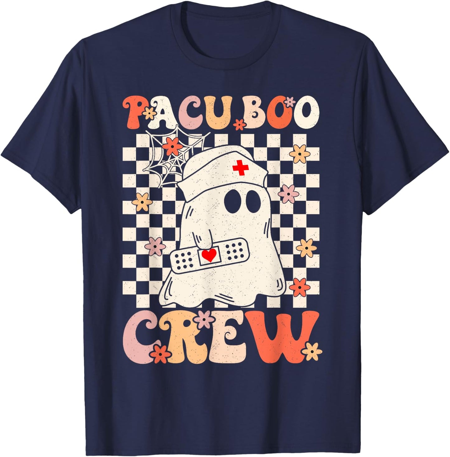 Pacu Boo Crew Ghost Pumpkin For PACU Nurse Halloween T-Shirt - T-Shirt | Navy